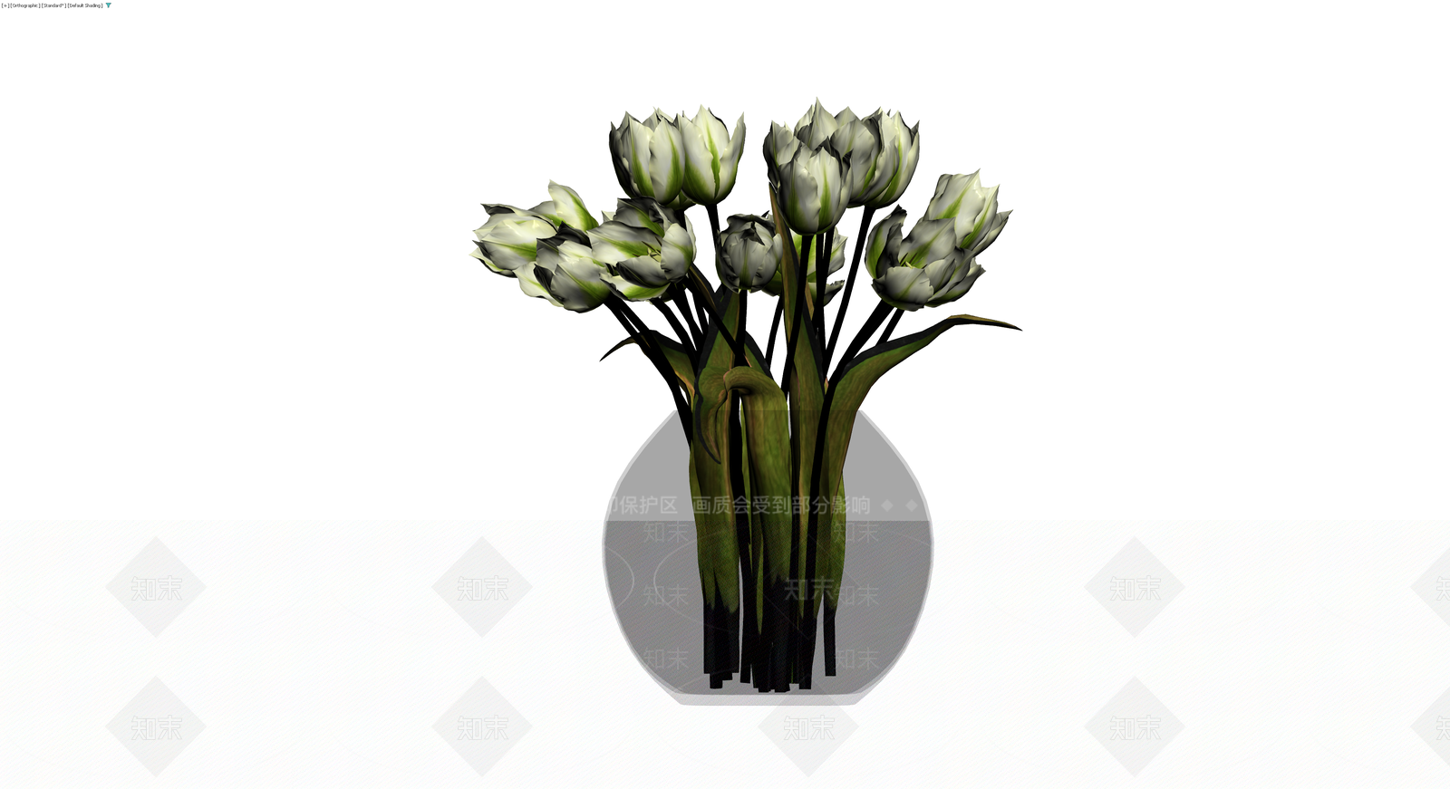 黑白条纹郁金香盆栽3D模型下载【ID:1230566002】
