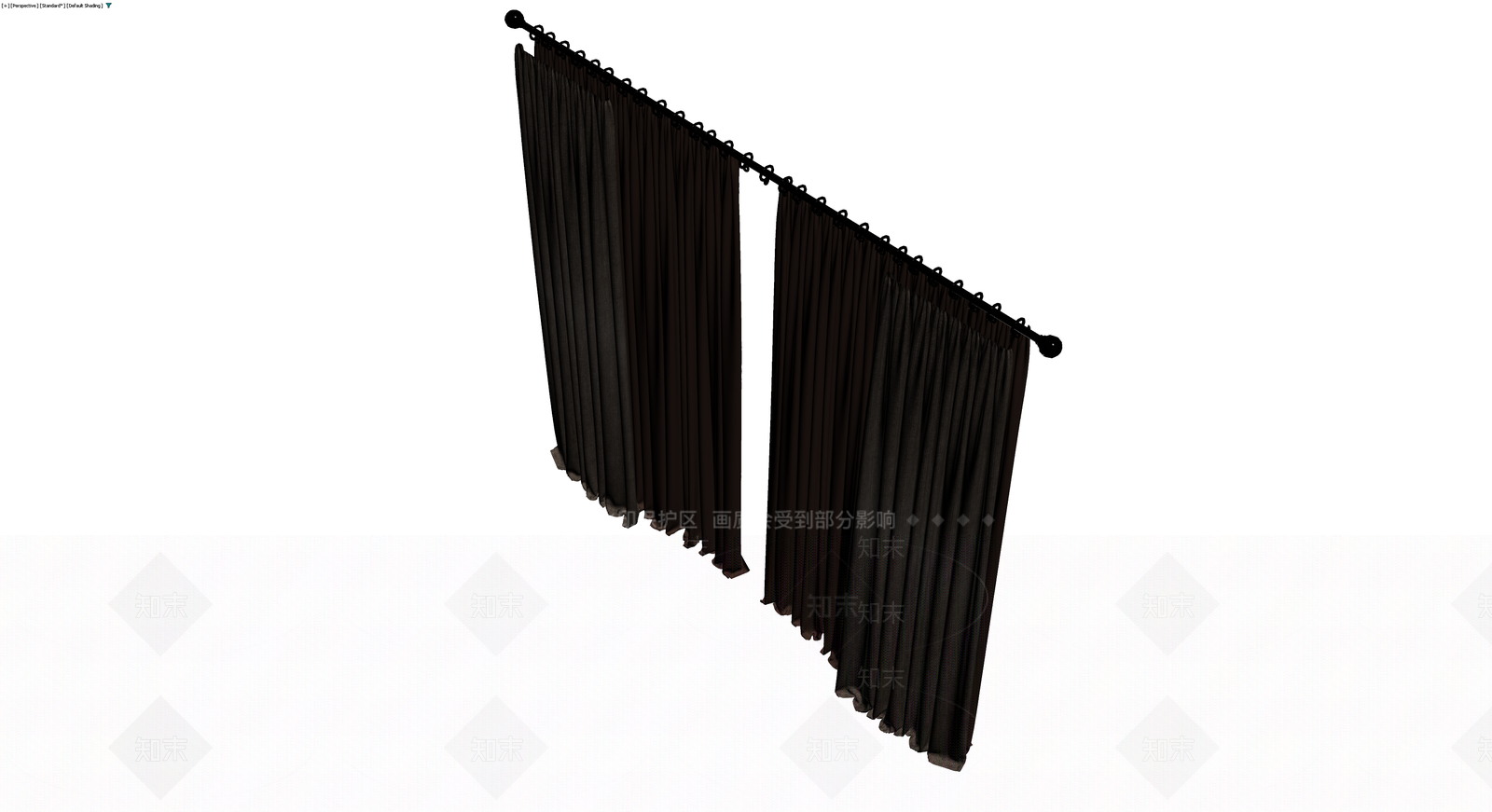 深棕色双开布艺窗帘3D模型下载【ID:1230571033】