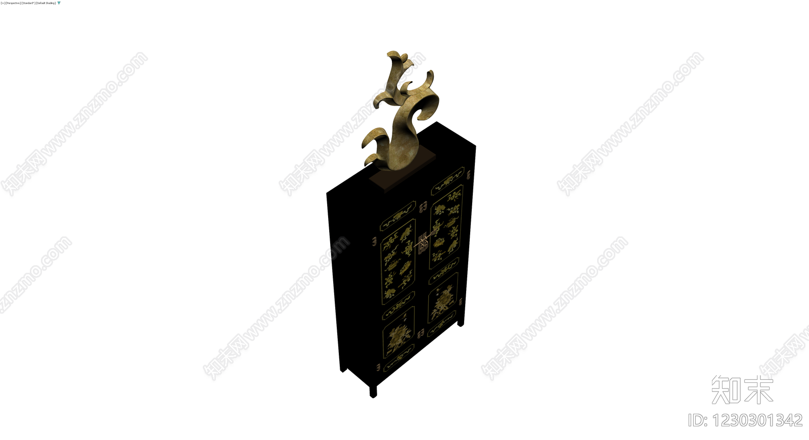 黑漆描金柜配雕塑3D模型下载【ID:1230301342】