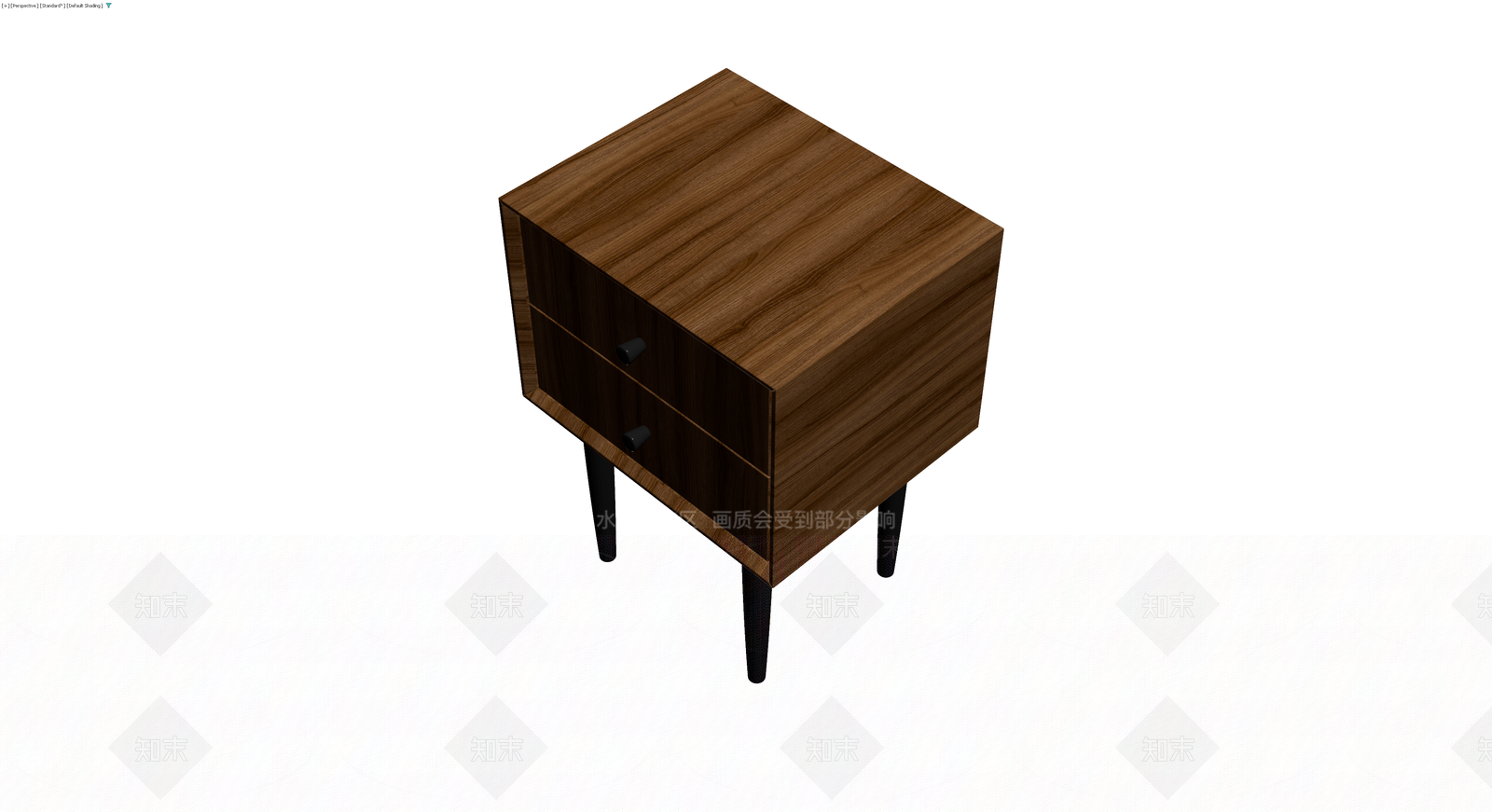 双抽屉木质床头柜3D模型下载【ID:1230142833】