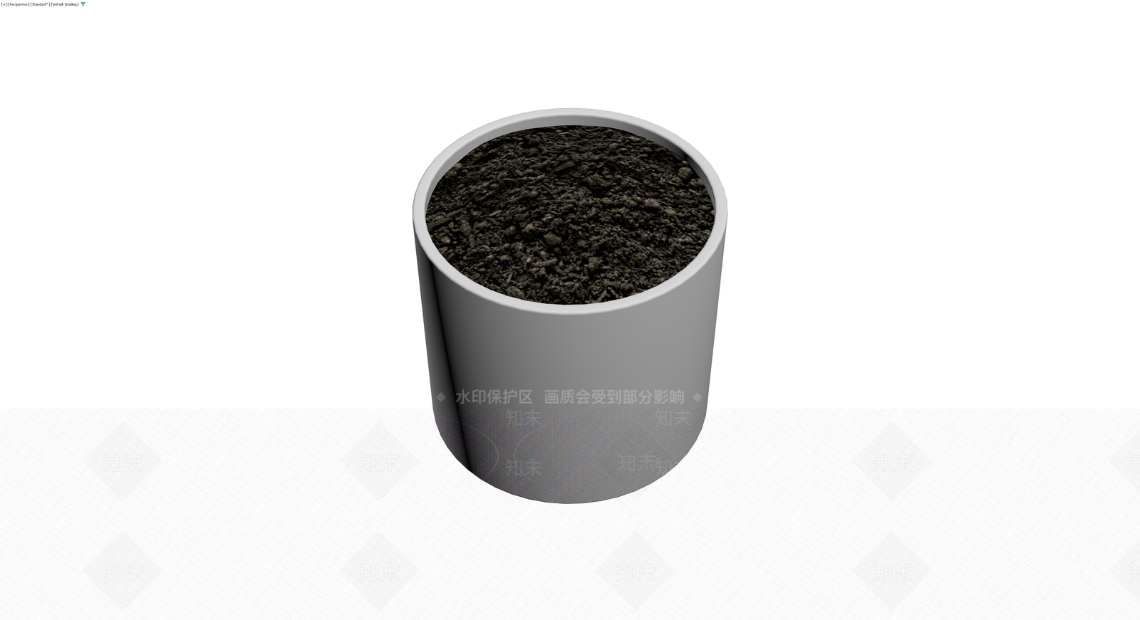 灰色圆柱花盆（带土壤）3D模型下载【ID:1230007088】