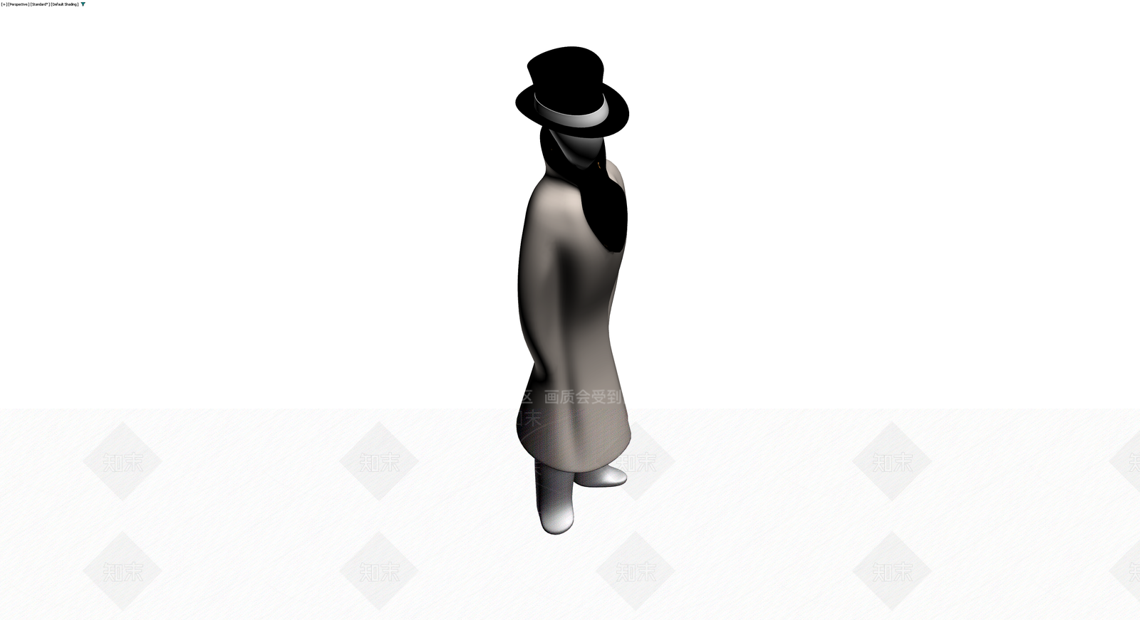 戴礼帽穿风衣人物雕塑3D模型下载【ID:1230120425】