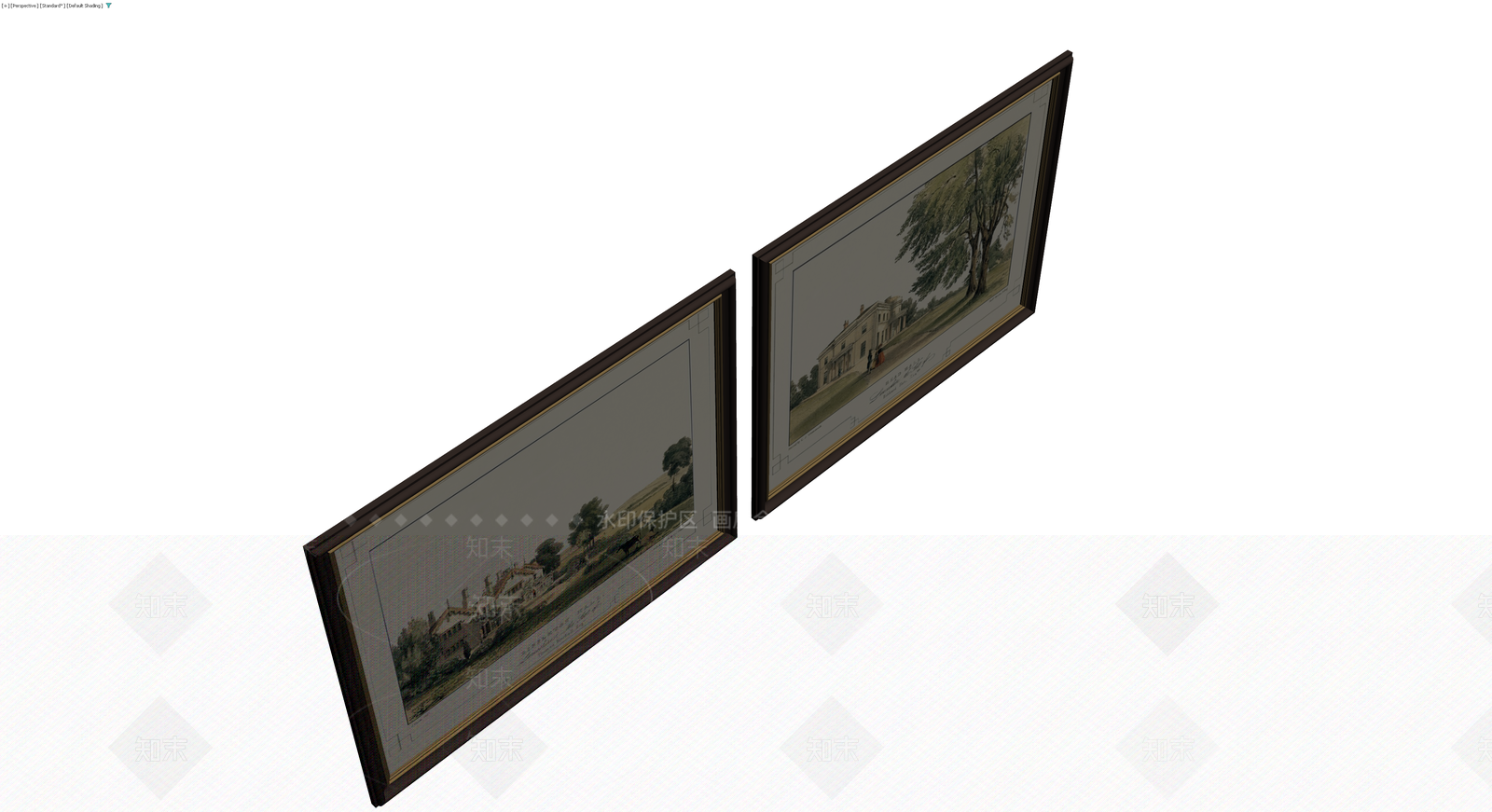 双联风景装饰挂画3D模型下载【ID:1229974241】