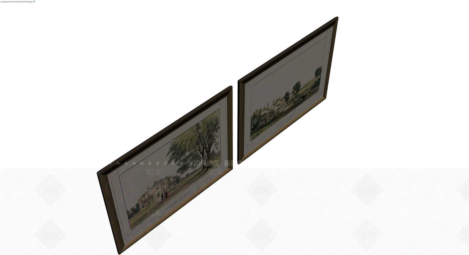 双联风景装饰挂画3D模型下载【ID:1229974241】