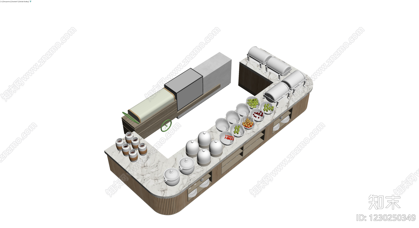 大理石纹理餐饮吧台3D模型下载【ID:1230250349】