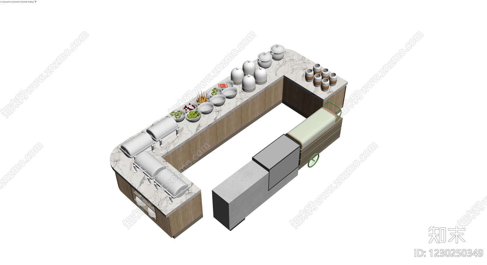 大理石纹理餐饮吧台3D模型下载【ID:1230250349】