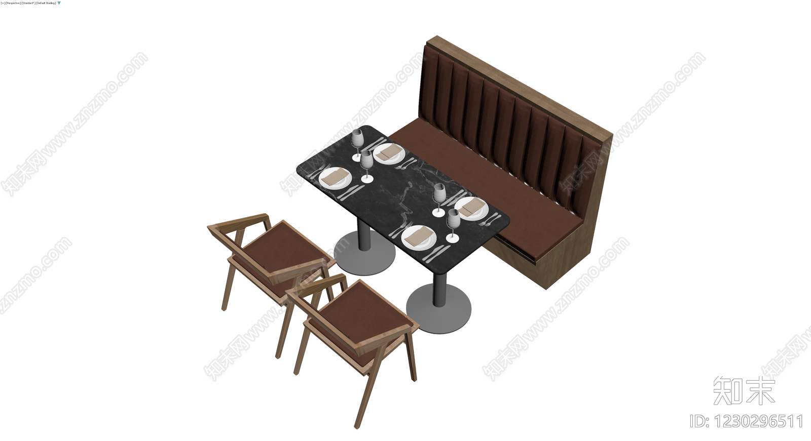 卡座餐桌椅组合3D模型下载【ID:1230296511】