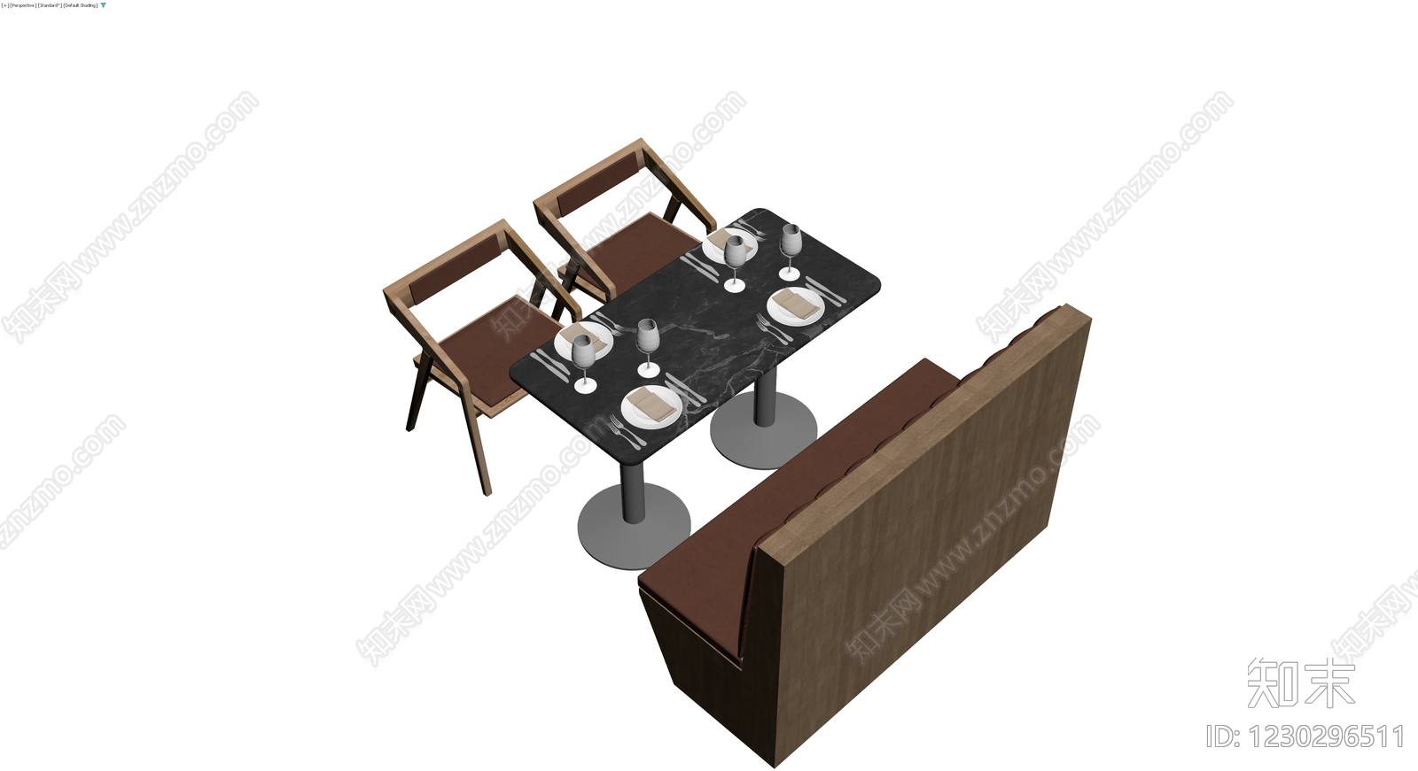 卡座餐桌椅组合3D模型下载【ID:1230296511】