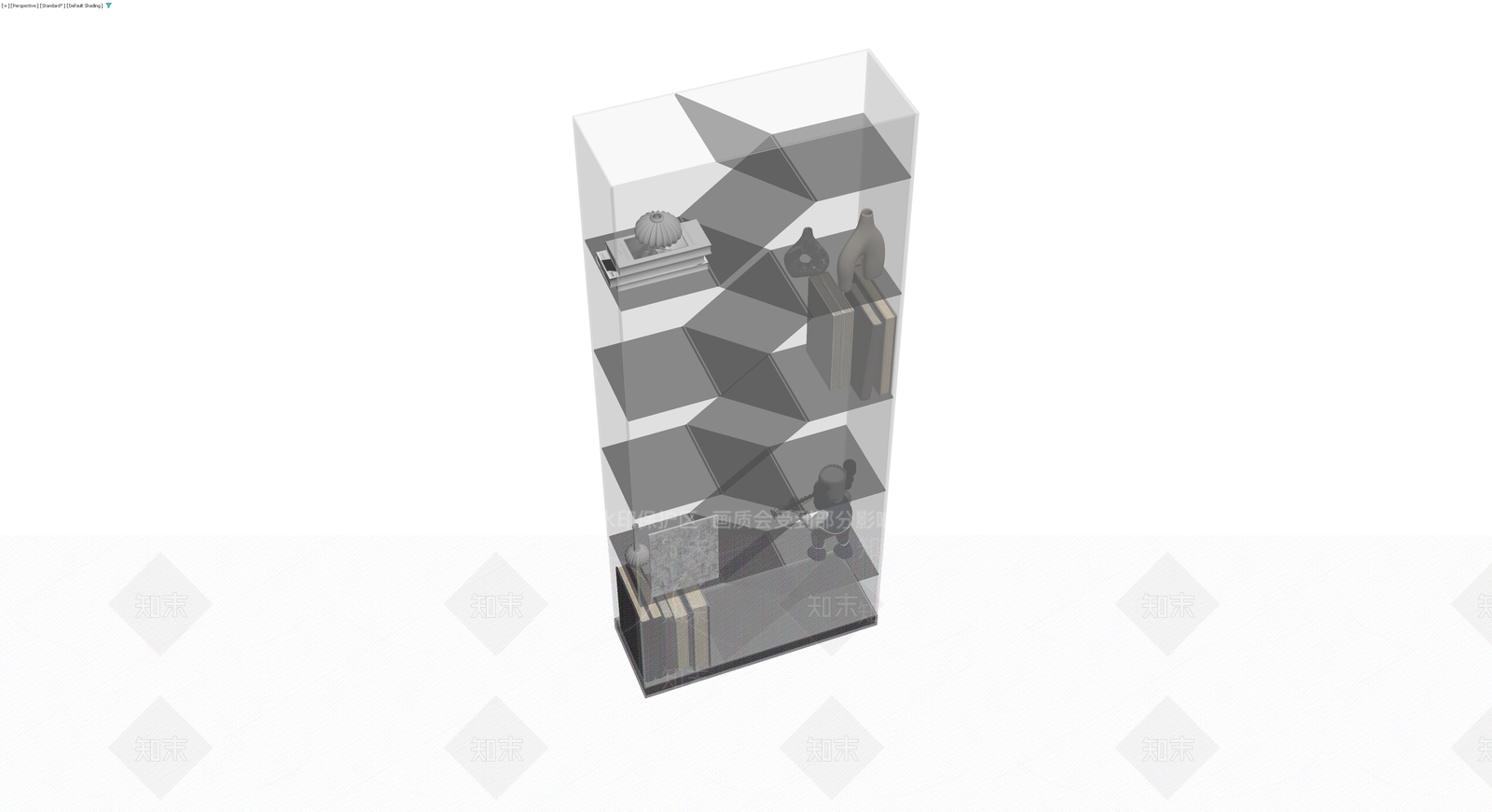 几何造型展示书柜3D模型下载【ID:1229855604】