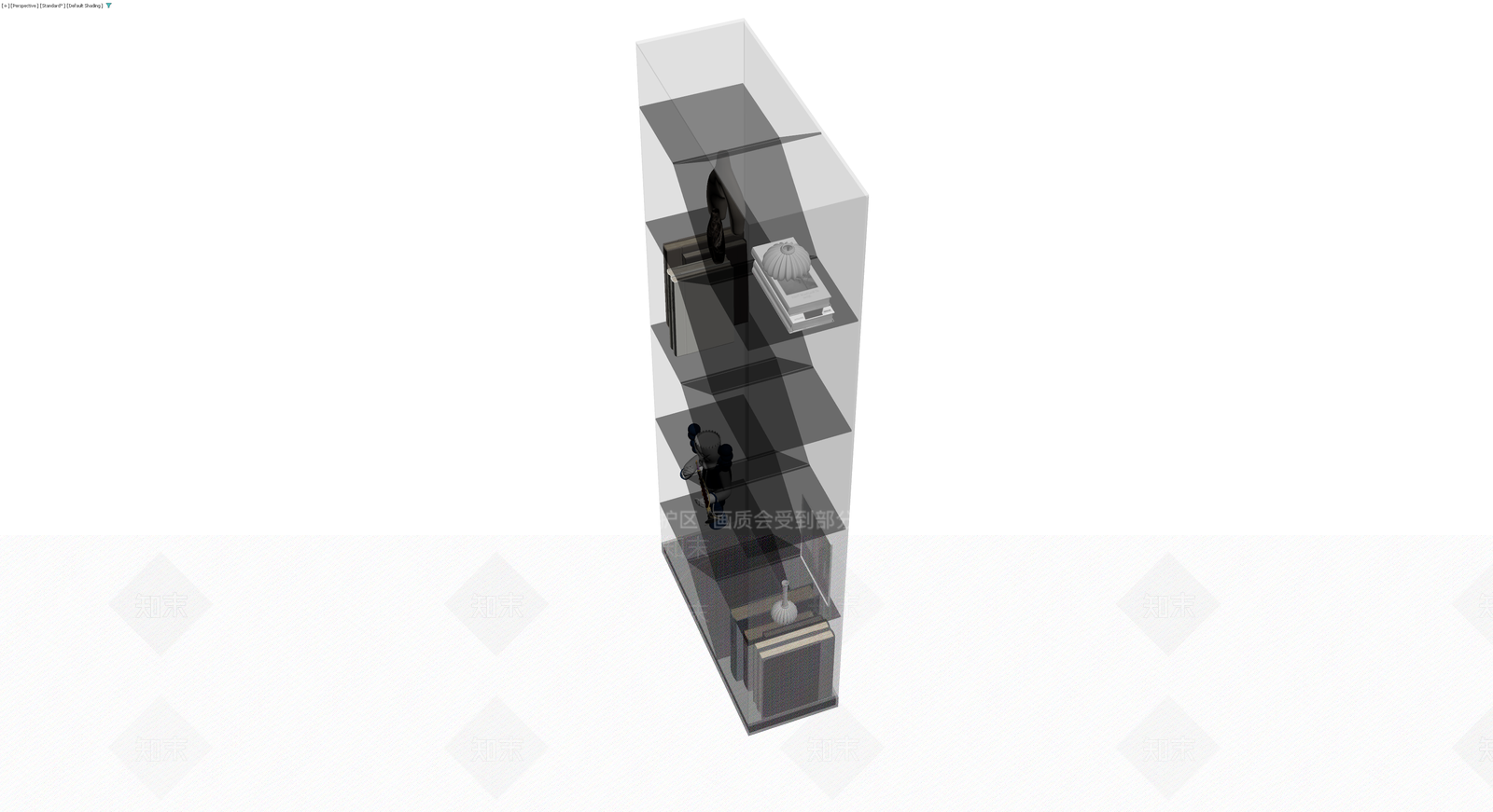 几何造型展示书柜3D模型下载【ID:1229855604】