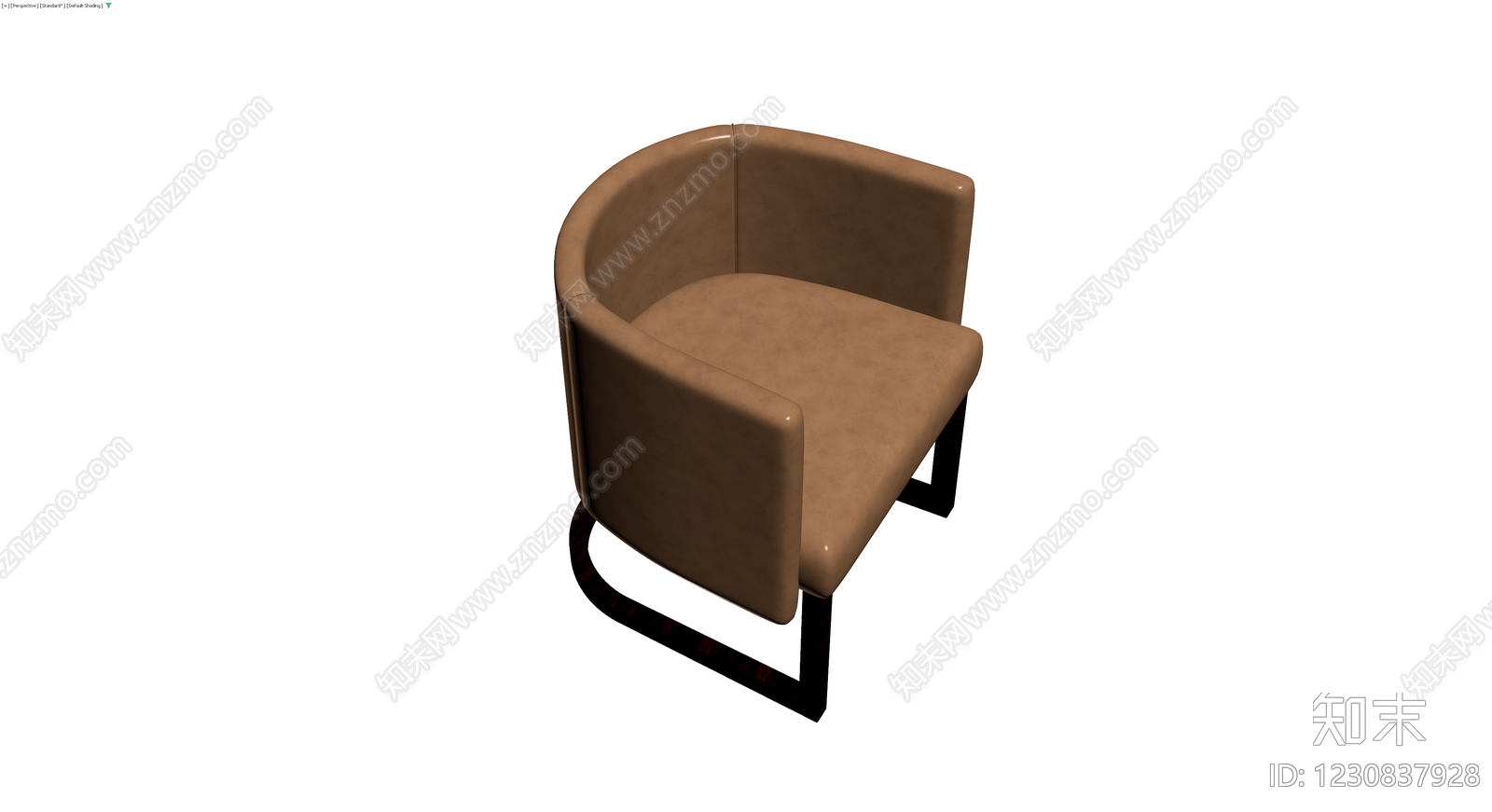 棕色皮质单人休闲椅3D模型下载【ID:1230837928】