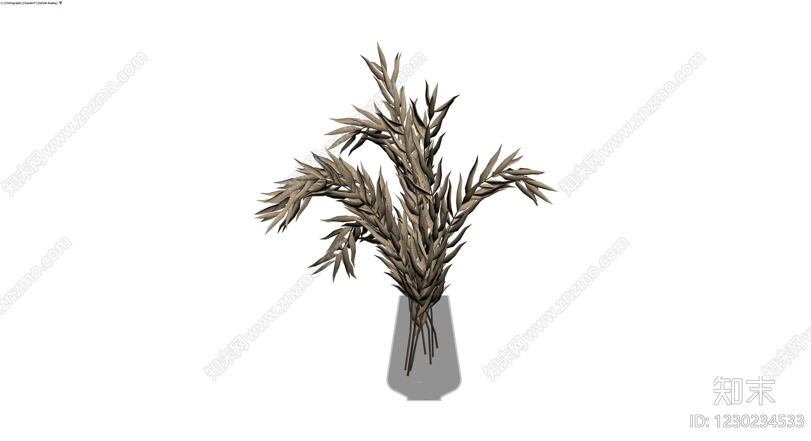 花瓶插干叶盆栽3D模型下载【ID:1230234533】