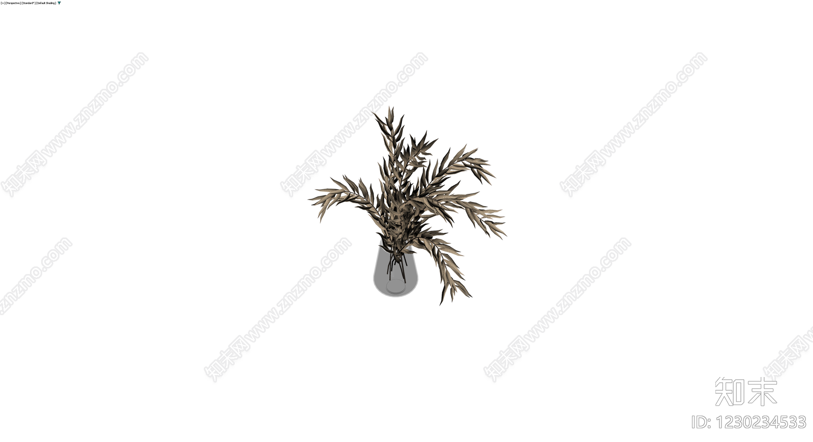花瓶插干叶盆栽3D模型下载【ID:1230234533】