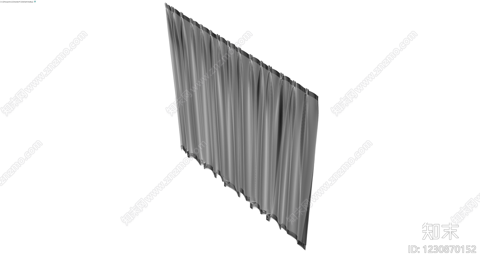 灰色褶皱布艺窗帘3D模型下载【ID:1230870152】