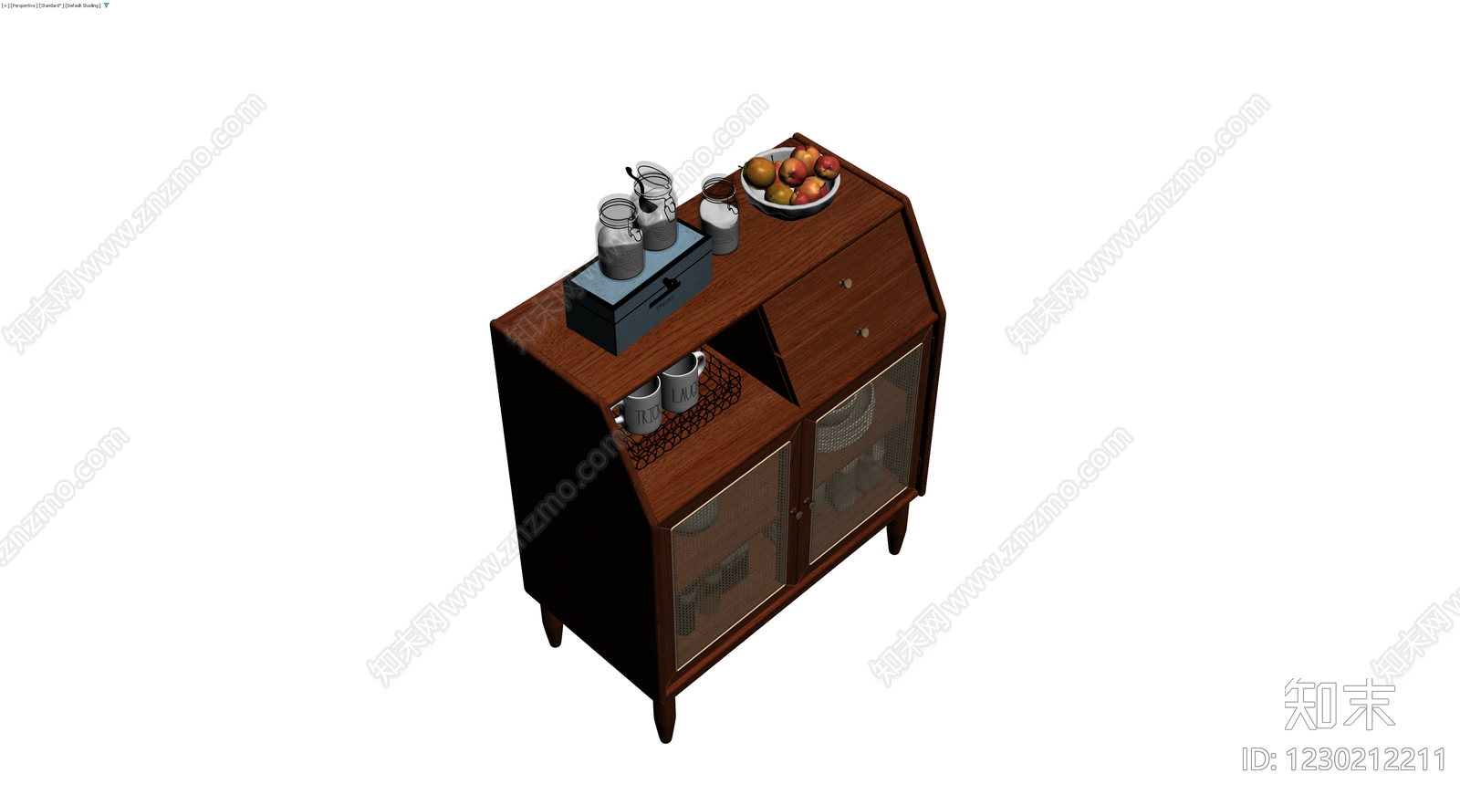 复古木质储物柜3D模型下载【ID:1230212211】
