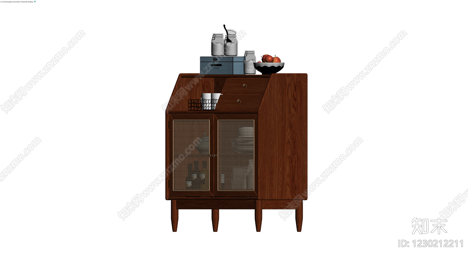 复古木质储物柜3D模型下载【ID:1230212211】