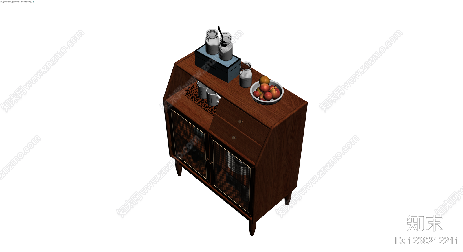 复古木质储物柜3D模型下载【ID:1230212211】