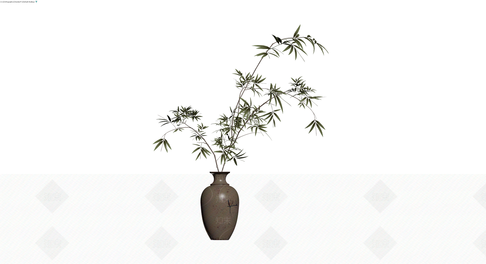陶罐插竹盆栽3D模型下载【ID:1230586415】