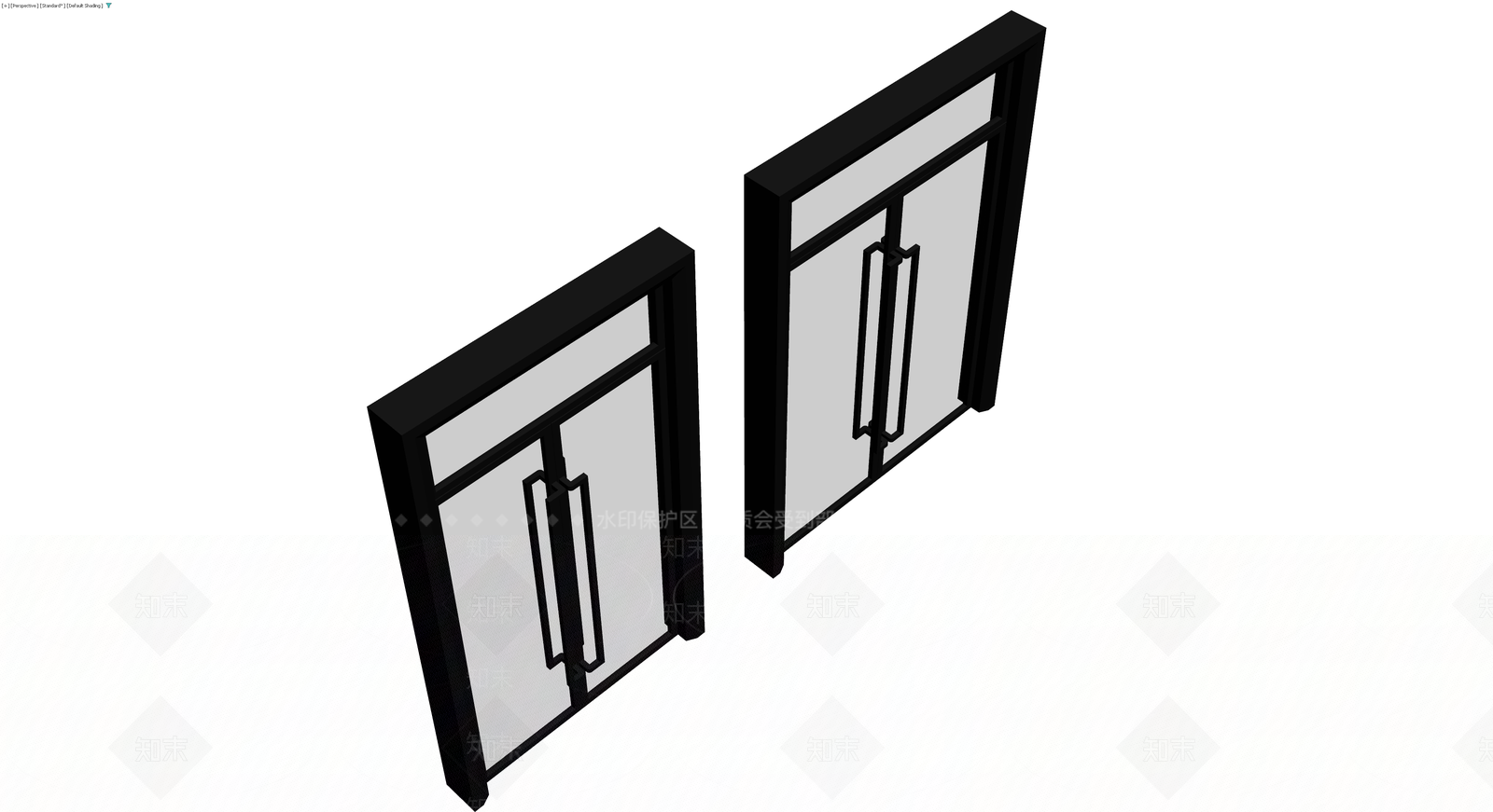 双开门黑色边框门3D模型下载【ID:1230362875】