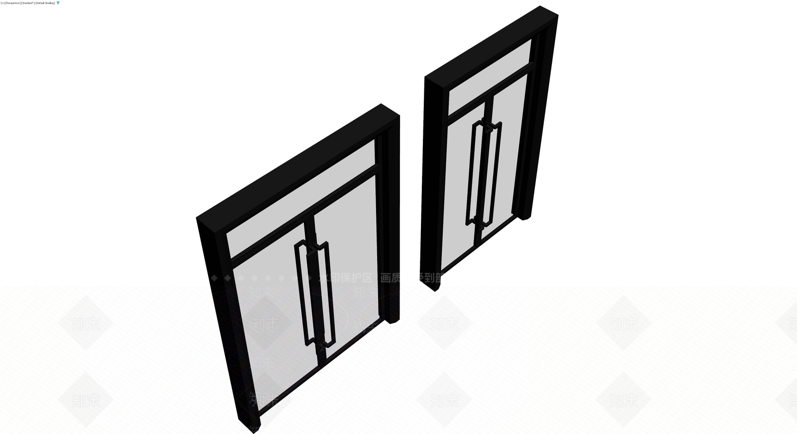 双开门黑色边框门3D模型下载【ID:1230362875】