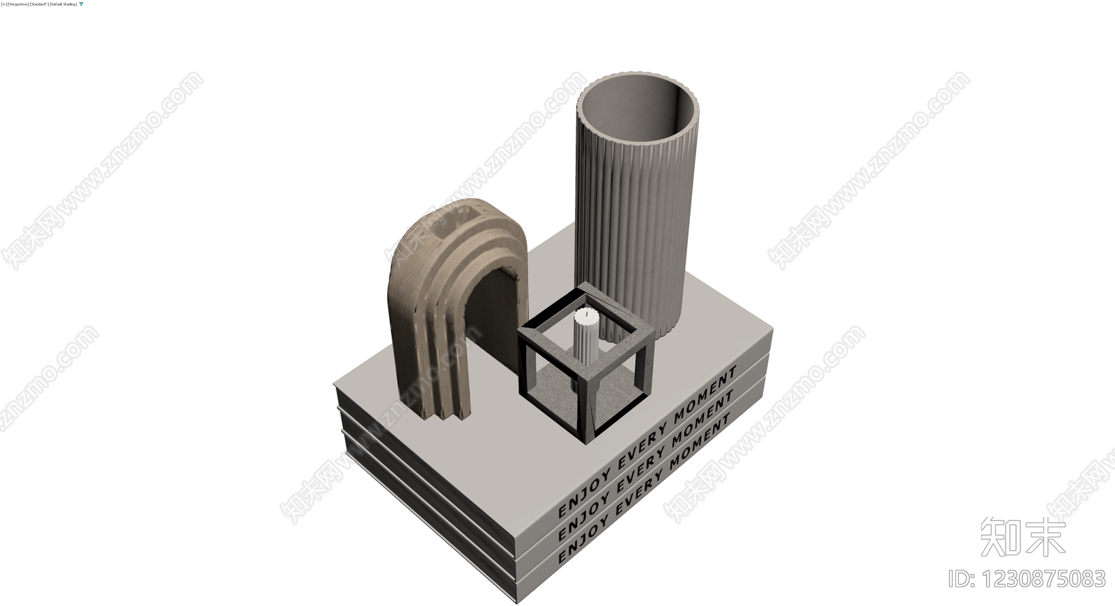 书籍与装饰摆件组合3D模型下载【ID:1230875083】