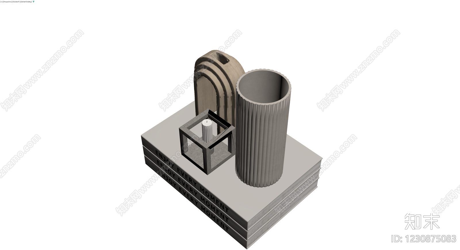 书籍与装饰摆件组合3D模型下载【ID:1230875083】