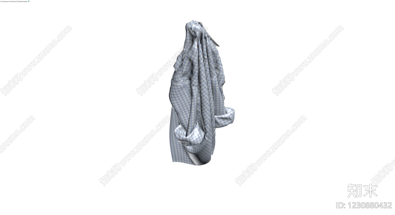 蓝白格纹布艺软饰3D模型下载【ID:1230880432】