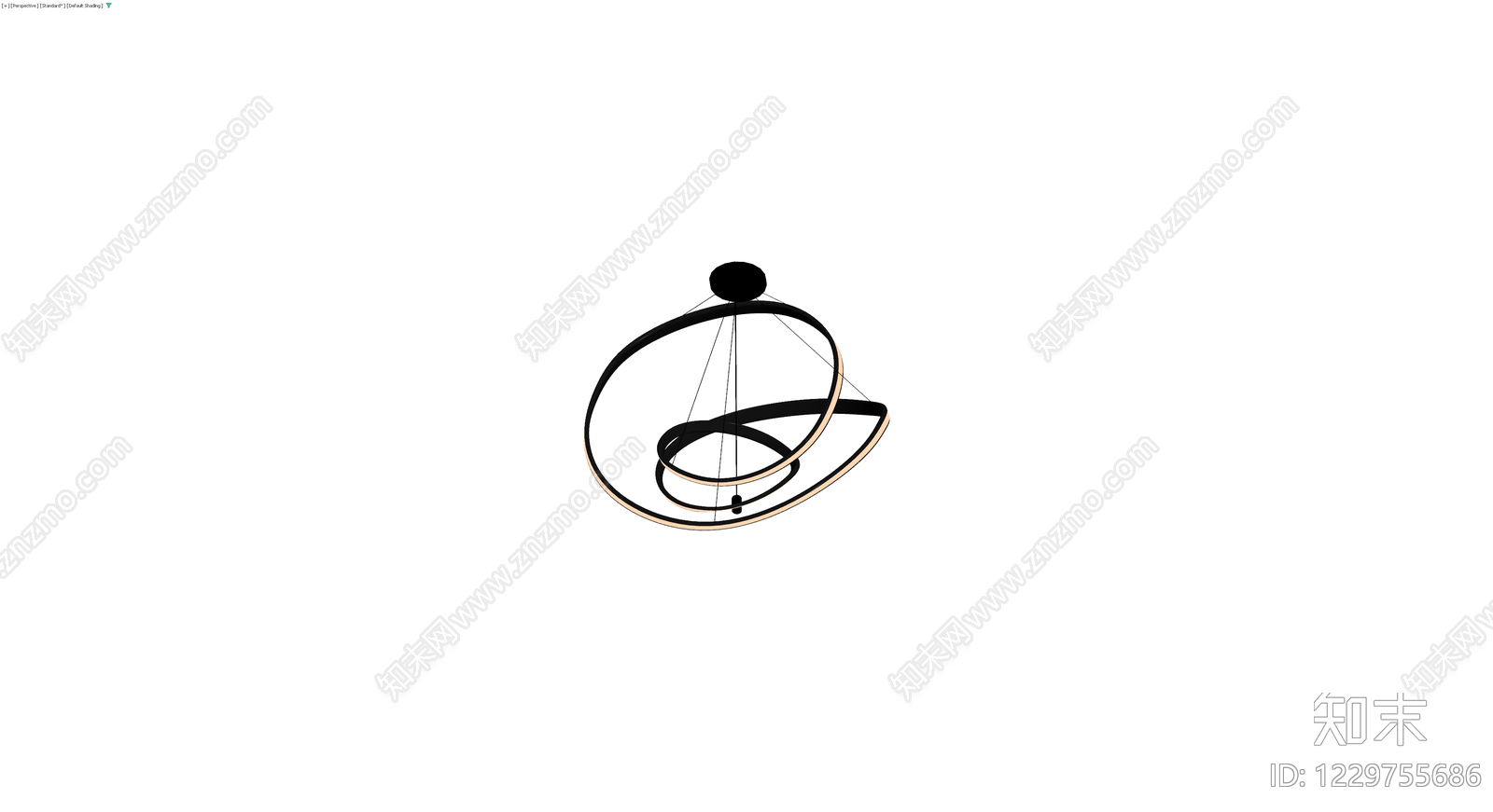 黑金环形吊灯3D模型下载【ID:1229755686】