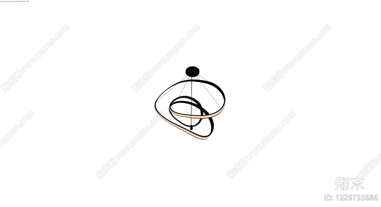 黑金环形吊灯3D模型下载【ID:1229755686】