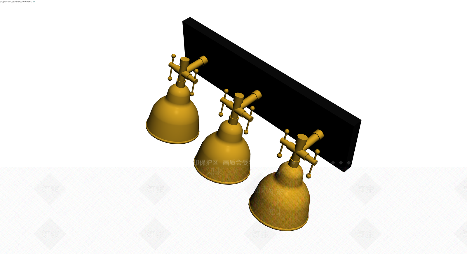 三头黄色吊灯3D模型下载【ID:1229598075】