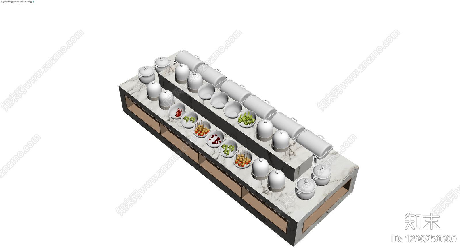 大理石自助餐台组合3D模型下载【ID:1230250500】