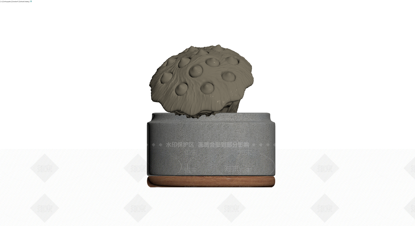 石质底座与莲蓬雕塑组合3D模型下载【ID:1230614599】