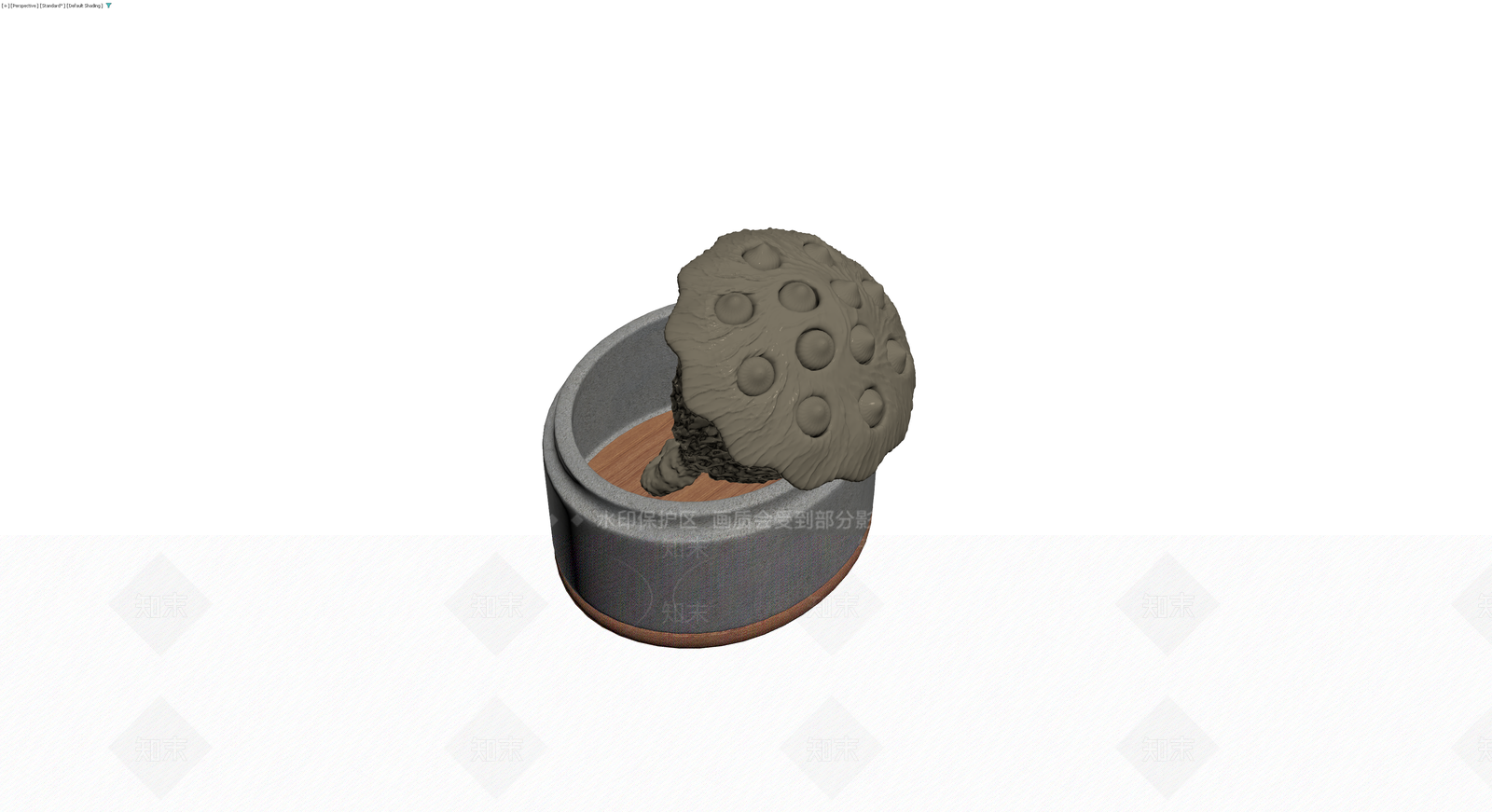 石质底座与莲蓬雕塑组合3D模型下载【ID:1230614599】