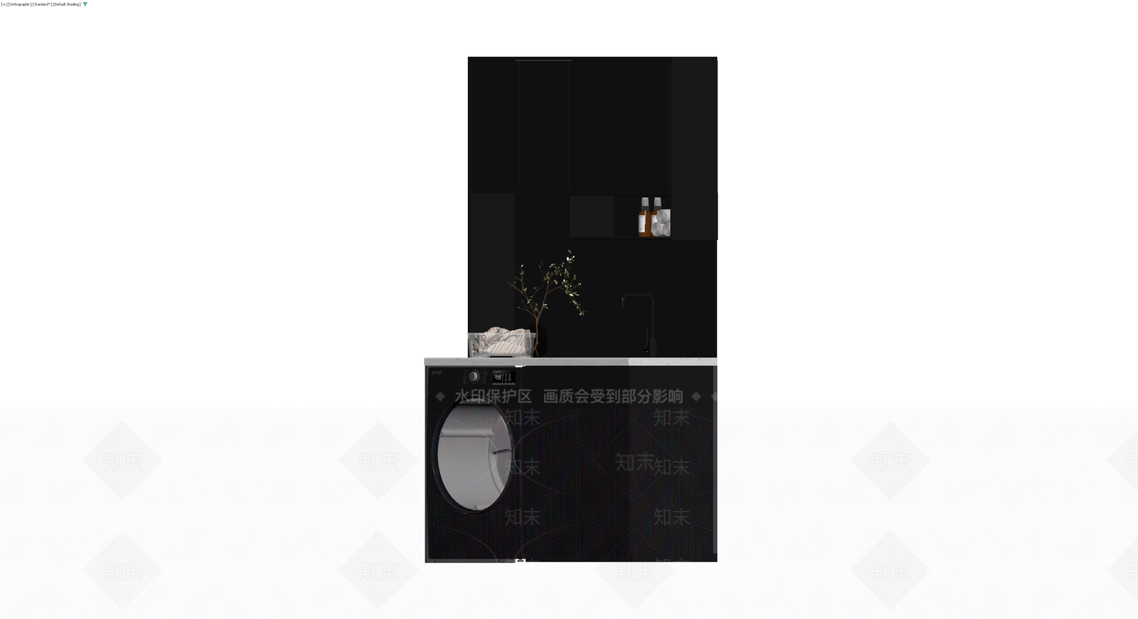 黑色洗衣机柜组合3D模型下载【ID:1230321957】
