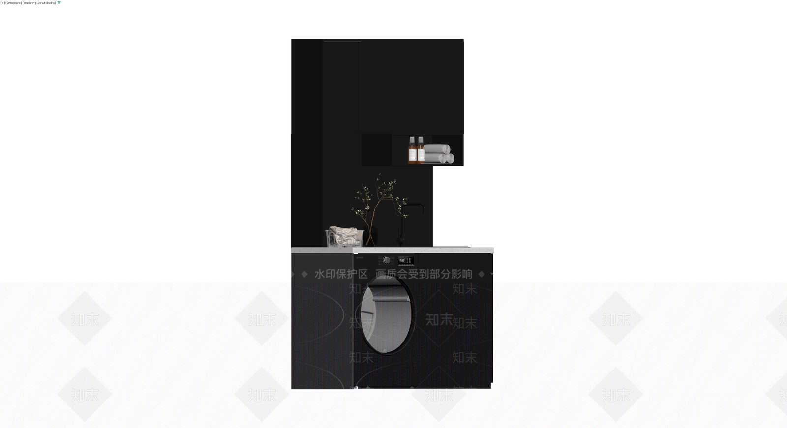 黑色洗衣机柜组合3D模型下载【ID:1230321957】