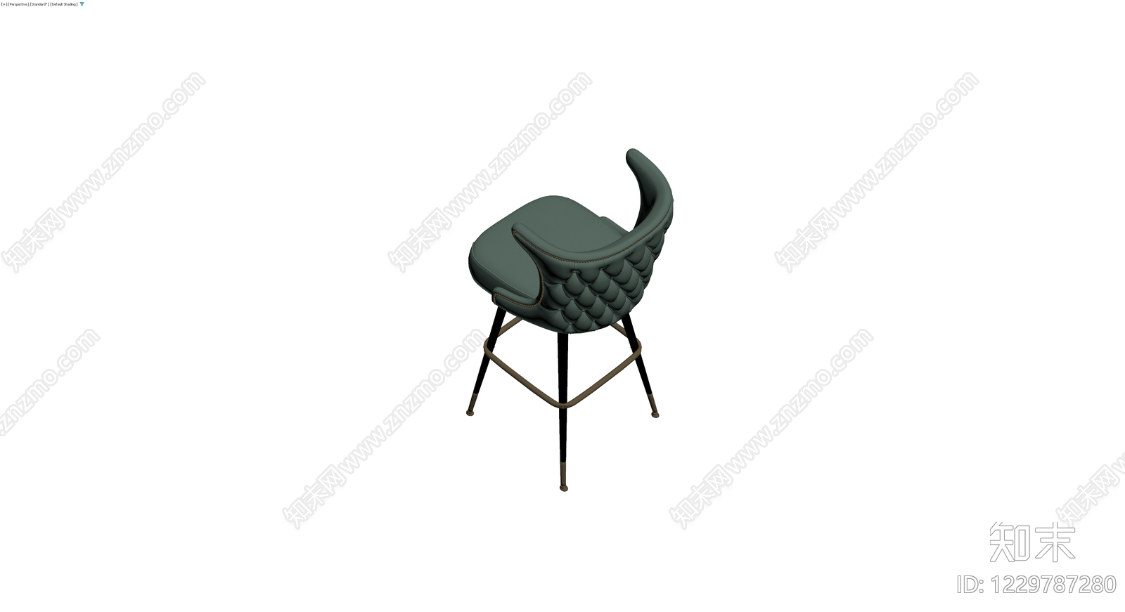 墨绿色软包高脚椅3D模型下载【ID:1229787280】