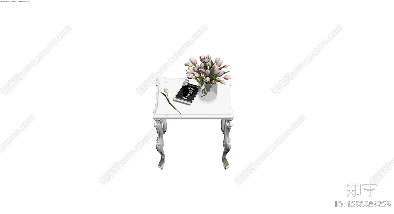 欧式白色床头柜组合3D模型下载【ID:1230885225】