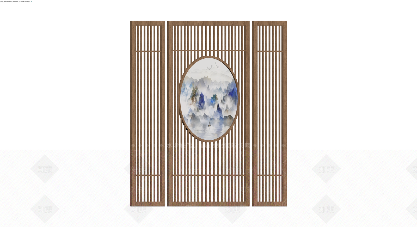 新中式山水屏风隔断3D模型下载【ID:1229657091】