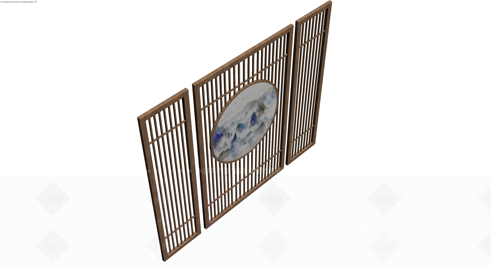 新中式山水屏风隔断3D模型下载【ID:1229657091】