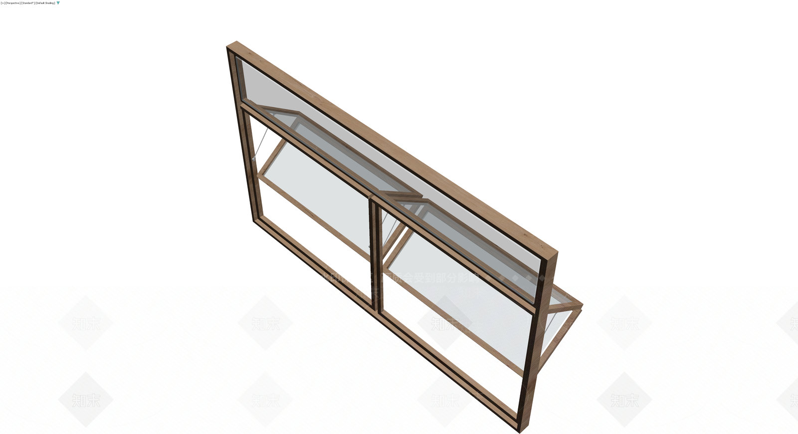 木质双扇外开窗组件3D模型下载【ID:1229951730】