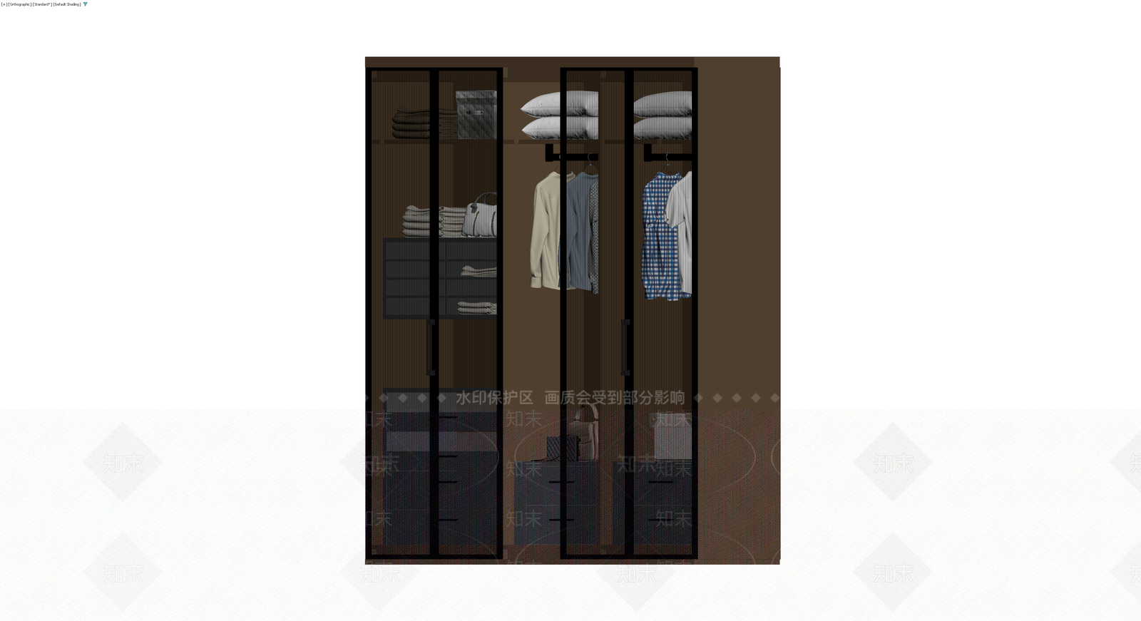 深褐色玻璃门衣柜3D模型下载【ID:1229887527】
