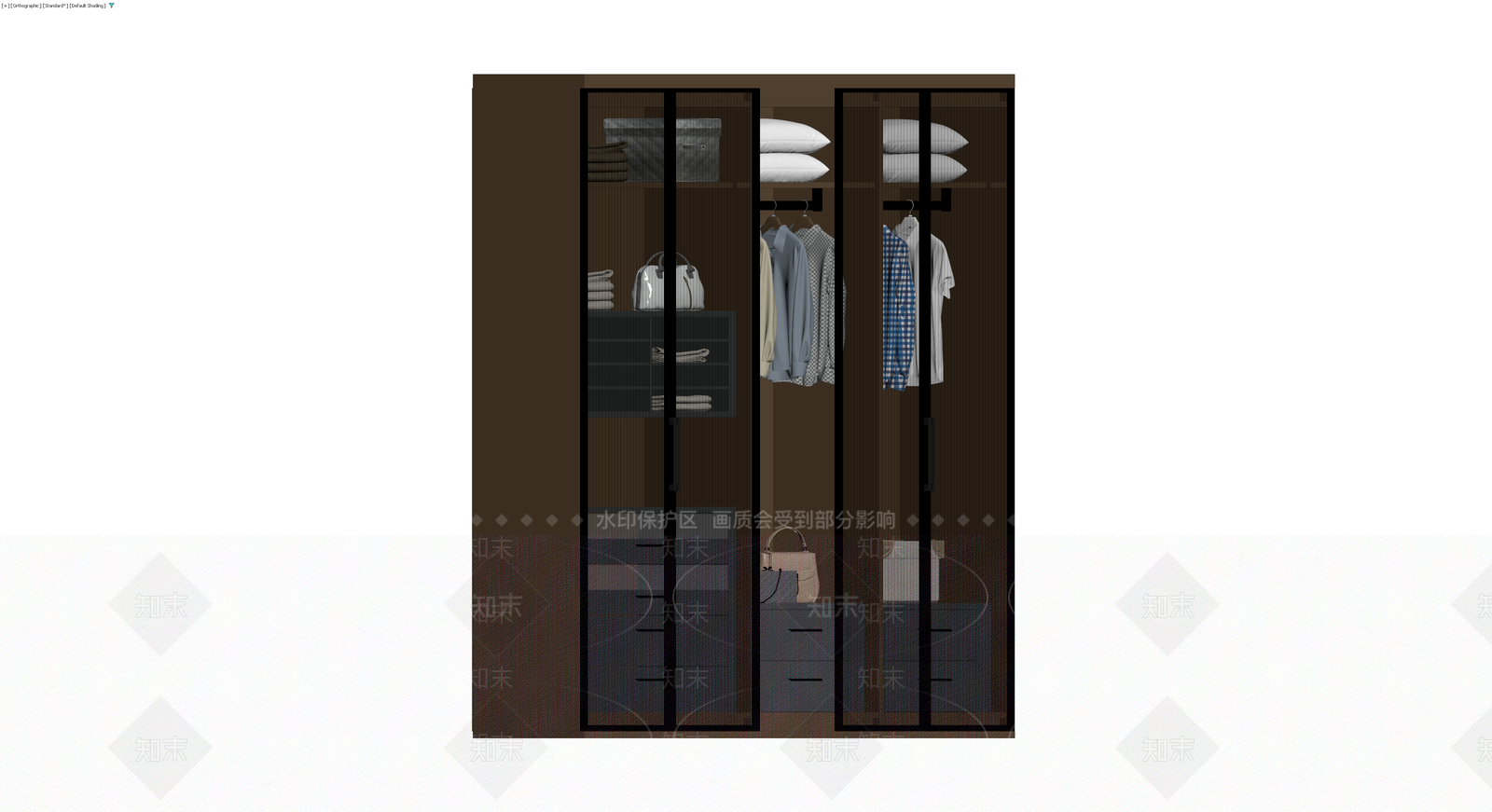深褐色玻璃门衣柜3D模型下载【ID:1229887527】
