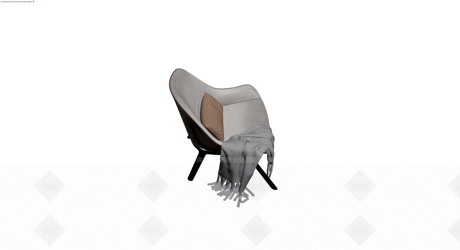 现代休闲椅配抱枕毯3D模型下载【ID:1230388011】