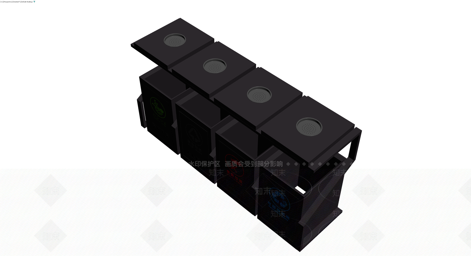四分类户外垃圾桶3D模型下载【ID:1230004495】