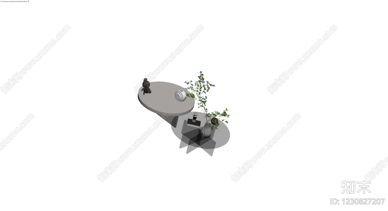 组合茶几与摆件场景3D模型下载【ID:1230827207】