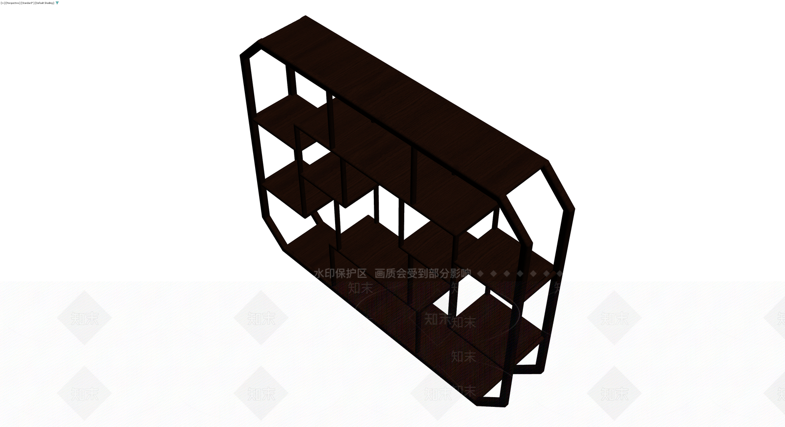 深色木质镂空置物架3D模型下载【ID:1229928918】