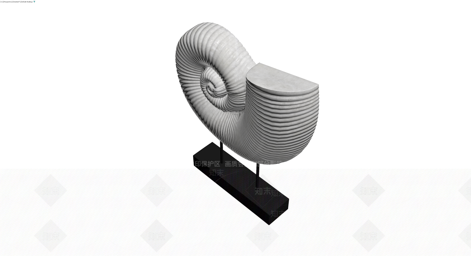 带座底座螺壳雕塑3D模型下载【ID:1229965215】