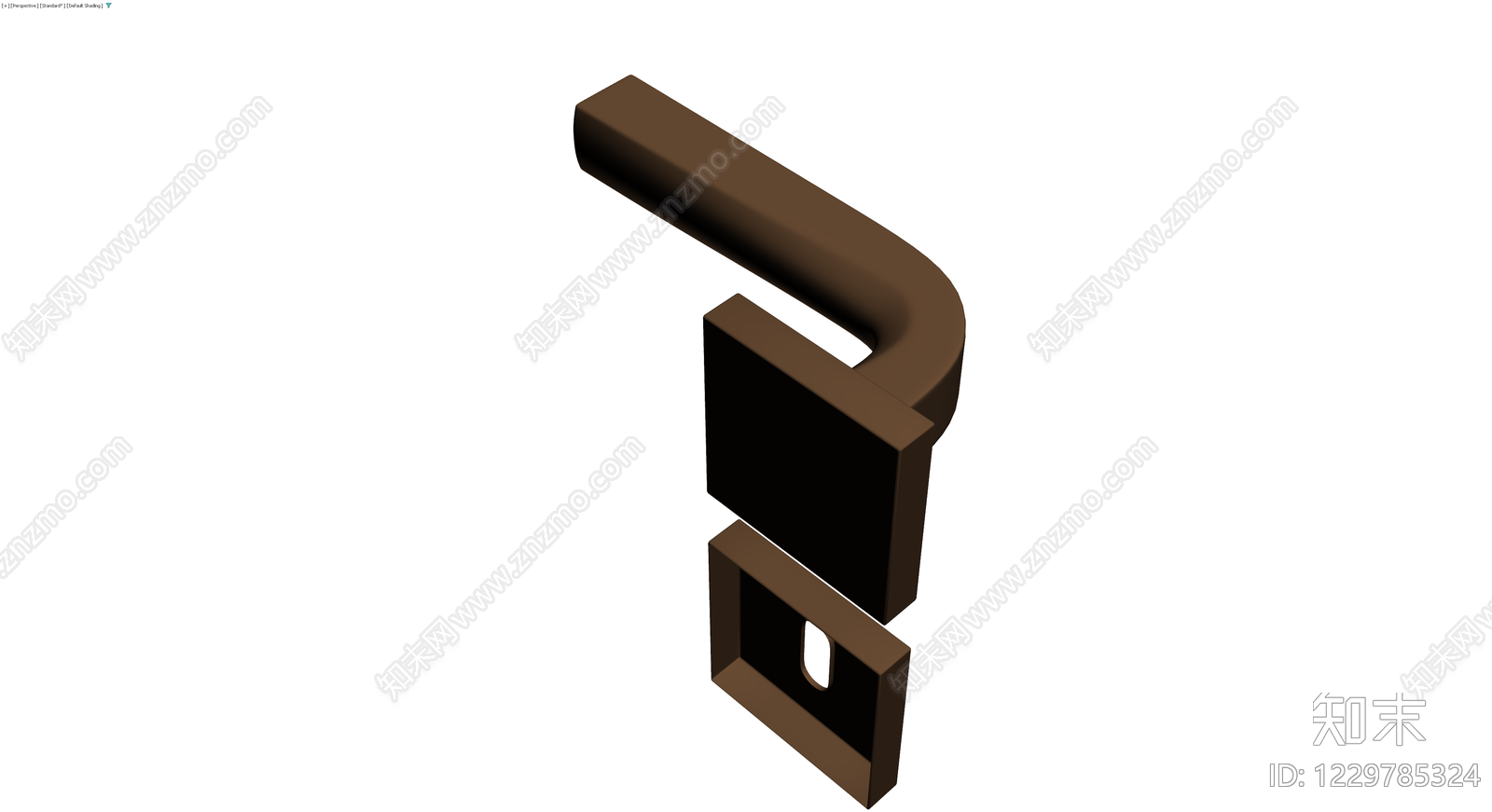 深褐色金属门把手组件3D模型下载【ID:1229785324】