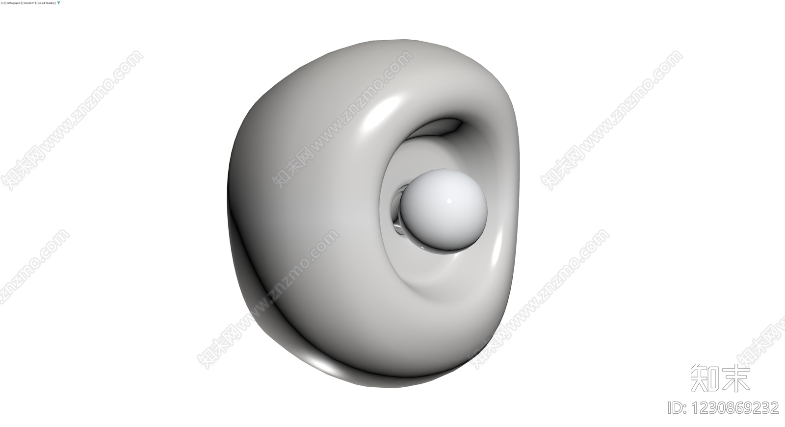 带球体凹槽抽象雕塑3D模型下载【ID:1230869232】
