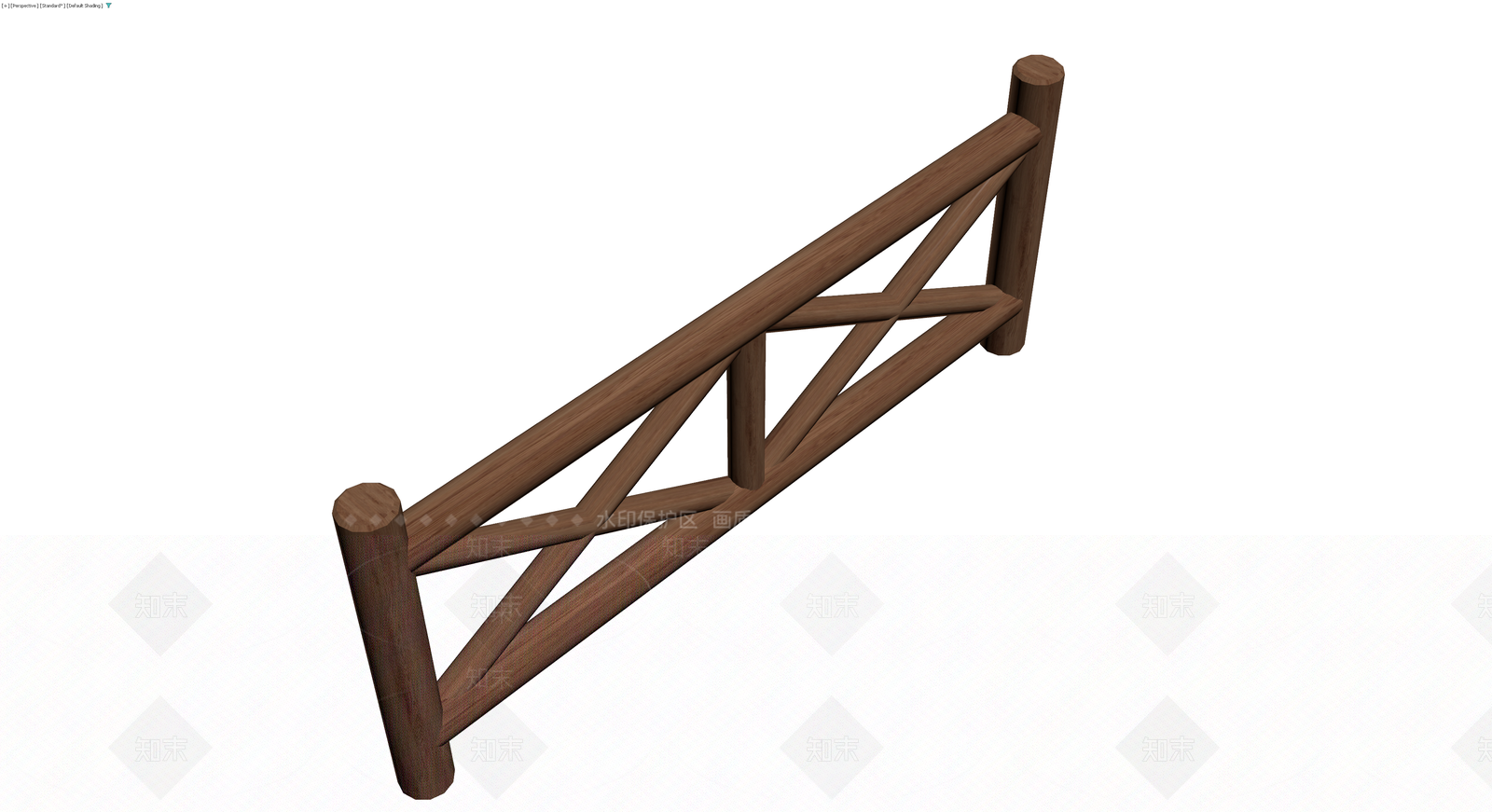 木质交叉景观栏杆3D模型下载【ID:1229895507】